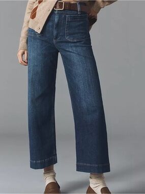 Anthropologie The Colette Crop High-Rise Wide-Leg Jeans by Maeve size 32